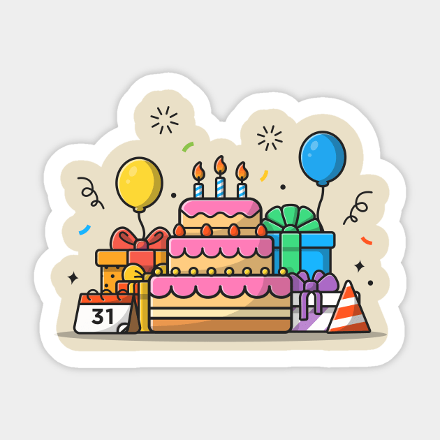 Gift Box And Birthday Cake Sticker by Catalyst Labs